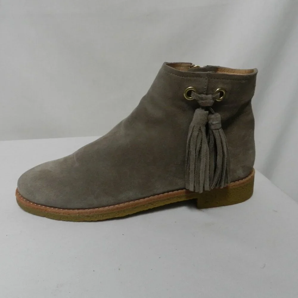 Kate Spade Bellamy Suede ankle boots booties w/tassel zip up Taupe NEW Size Sz 7